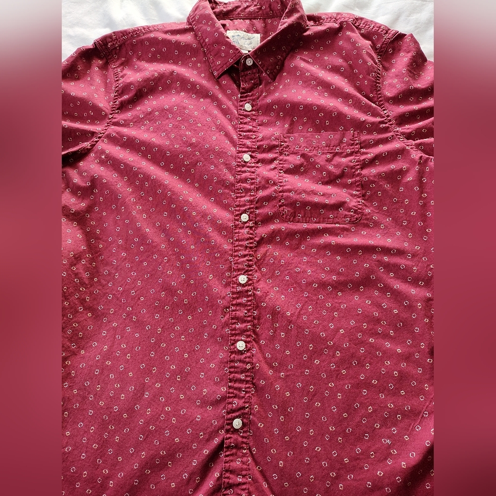 AMERICAN EAGLE Micro Dot Men's Button Up Resort Shirt size XXL Short Sleeves